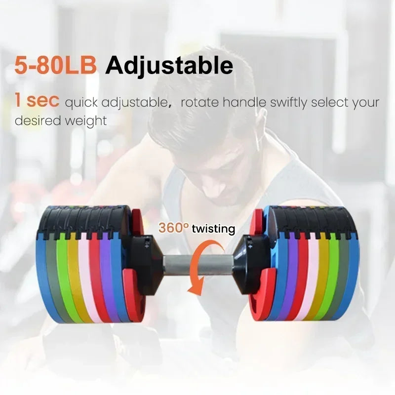 24kg 36kg 40kg Adjustable Dumbbells Set Strength Training Weightlifting Weight Barbell Gym Equipment Single Adjustable Dumbbell